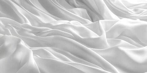 Elegant White Silk Fabric Draped Soft Texture Background art wave fold grey pure cloth light shiny