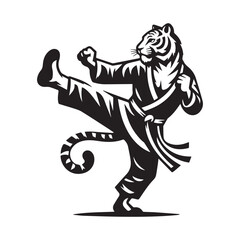 Kung Fu Tiger Mascot Logo – Fierce Martial Arts Animal Vector
