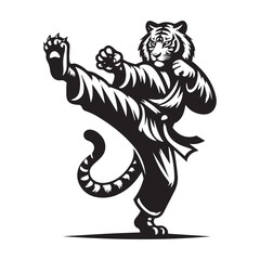 Kung Fu Tiger Mascot Logo – Fierce Martial Arts Animal Vector