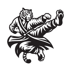 Kung Fu Tiger Mascot Logo – Fierce Martial Arts Animal Vector