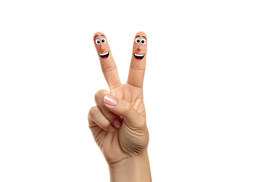Fingers Peace Sign, Isolated Transparent Background, Fun Graphic Element