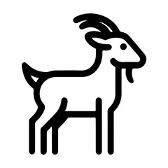 This  Animal Icon Vector  Highlights A Goat, Drawn In A Simple Pictogram Style, Ideal For Themes Of Livestock And Traditional Farming.