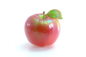 a red apple with a green leaf on top