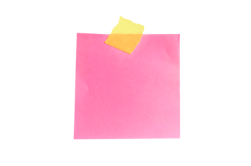 Pink note paper, memo reminder sticker, Adhesive Note isolated on transparent background PNG