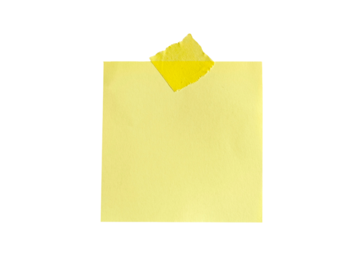 Yellow note paper, reminder memo sticker, Adhesive Note isolated on transparent background PNG