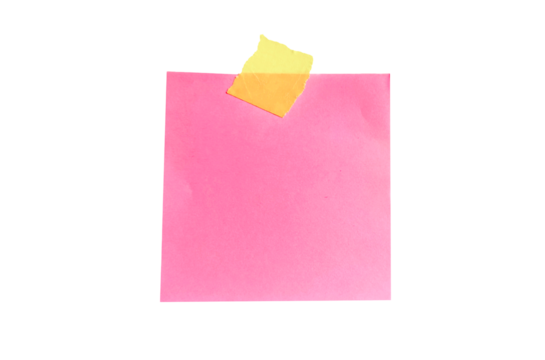 Pink note paper, memo reminder sticker, Adhesive Note isolated on transparent background PNG