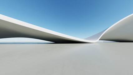 Fototapeta na wymiar 3d illustration of abstract minimal architecture background, geometric architectural with curve design, Car presentation