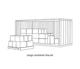 vector continuous one line drawing of opened container for cargo shipping  illustration


