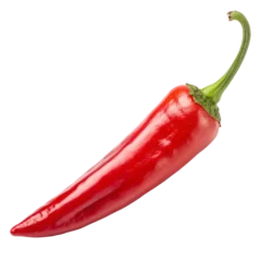 Küchenrückwand glas motiv Scharfe Chili-pfeffer Chili pepper isolated on white background highlighting fiery red color and intense spice heat   © JAKEYA