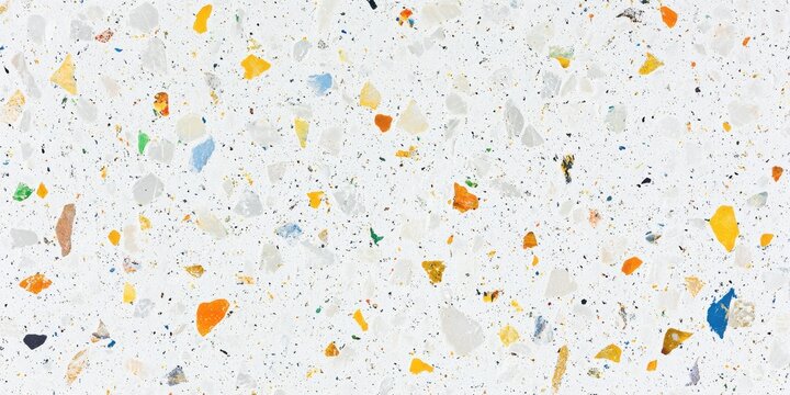 Colorful Terrazzo Texture Background White Design Pattern Wall Tile Stone Chips Floor Style Retro