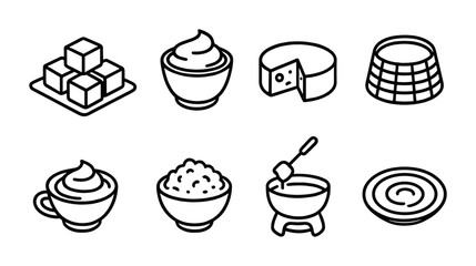 Food and cooking icons set &ndash; outline, culinary, kitchen and dining symbols