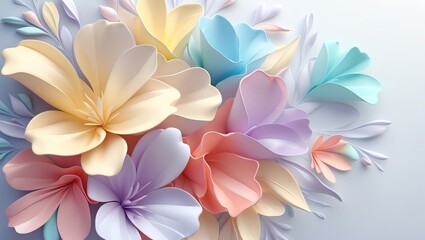 Fototapeta premium Pastel Flower Arrangement Soft Colors for Spring or Summer Designs