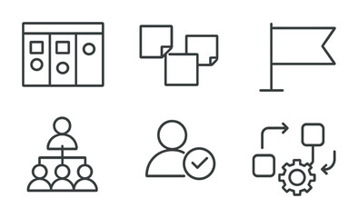 Project management line icons set &ndash; outline, linear, task planning symbols