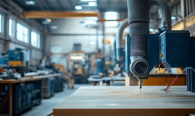 Woodworking machine in manufacturing facility
