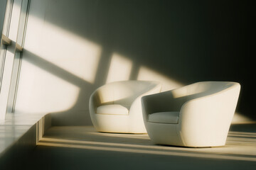 serene light interior featuring thin lines highlighting single striking detail