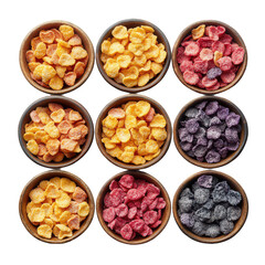 Colorful Cereal Bowls on transparent background