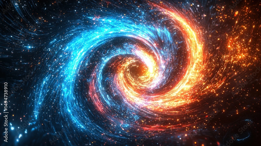 Wall mural cosmic vortex with swirling particles in space. generative ai
