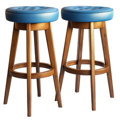 Blue Leather Bar Stools on transparent background