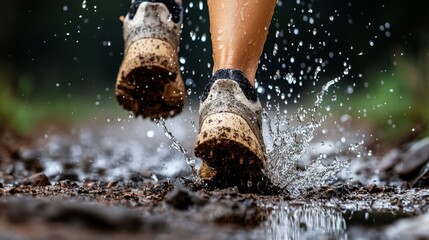 Extreme mountain biking adventure in the sky biker navigating muddy terrain with durable tires