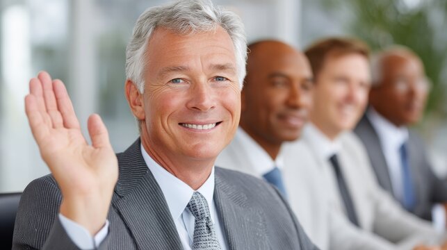 Diverse Council Members Participating in a Meeting and Smiling in a Modern Conference Room Setting