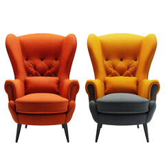 Stylish Wingback Chairs on transparent background