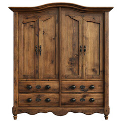 Antique Wooden Armoire on transparent background