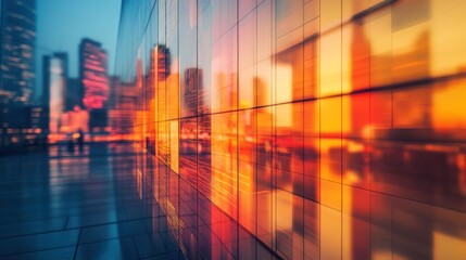 Obraz premium Modern cityscape reflected in vibrant facade