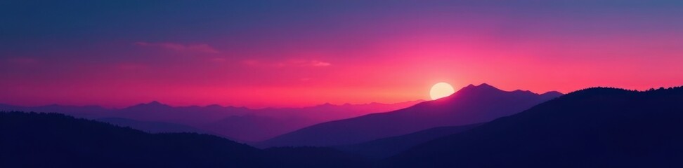 Obraz premium Dark mountain silhouette against vibrant sky gradient , photography, design