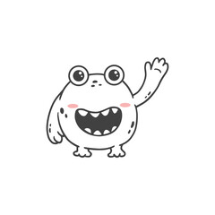 cute monster isolated on white background for coloring pages, magazines. Alien, cartoon character. Sketch, doodle. Vector illustration