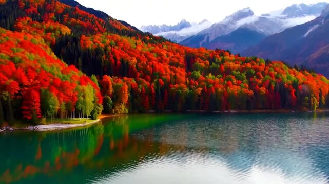 Alpine Jewel: Lake Toplitz Amid Fall&rsquo;s Fire

