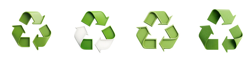 Obraz premium Green recycling symbol icons representing environmental sustainability