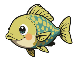Cute Fish Cartoon Illustration – Adorable Sea Animal Vector Art