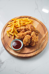 Juicy and fresh chicken with fries