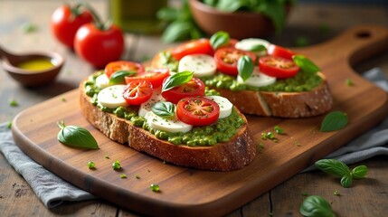 Bruschetta with Tomatoes, Mozzarella, and Basil
