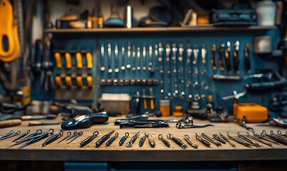 Workshop tools on workbench