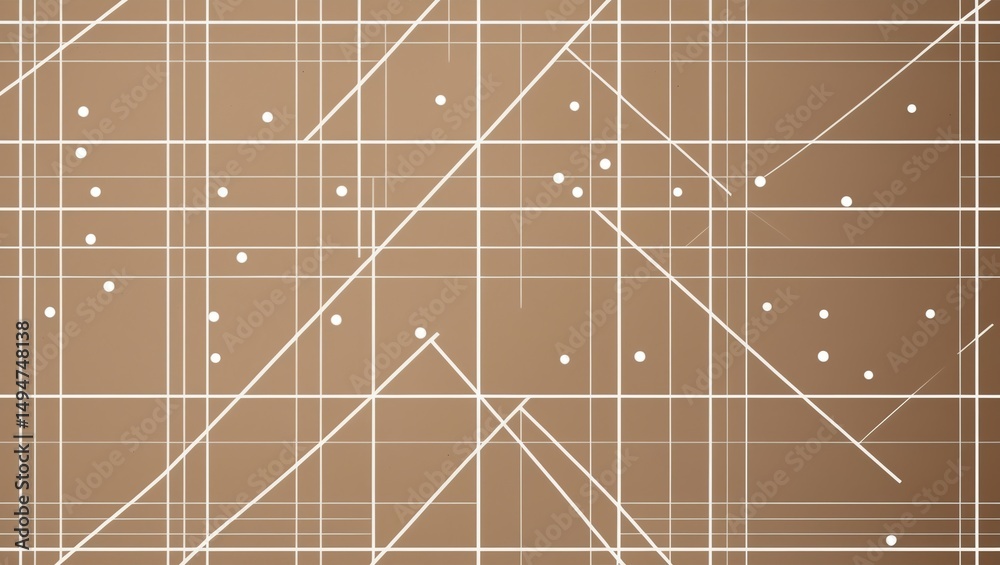 Poster abstract grid lines and dots pattern on brown background