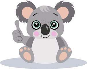 Naklejka premium Cute Koala with Thumb Up Gesture