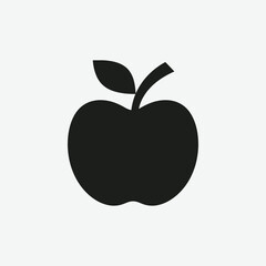 Black Apple Silhouette Vector – Minimalist Fruit Icon for Graphic Design, Logos, and Print