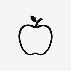 Black Apple Silhouette Vector – Minimalist Fruit Icon for Graphic Design, Logos, and Print