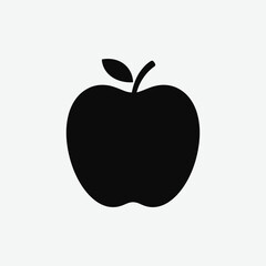 Black Apple Silhouette Vector – Minimalist Fruit Icon for Graphic Design, Logos, and Print