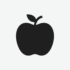 Black Apple Silhouette Vector – Minimalist Fruit Icon for Graphic Design, Logos, and Print