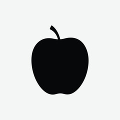 Fototapeta premium Black Apple Silhouette Vector – Minimalist Fruit Icon for Graphic Design, Logos, and Print