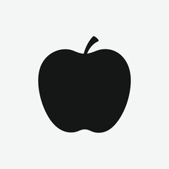 Black Apple Silhouette Vector – Minimalist Fruit Icon for Graphic Design, Logos, and Print
