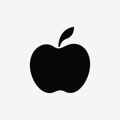 Black Apple Silhouette Vector – Minimalist Fruit Icon for Graphic Design, Logos, and Print