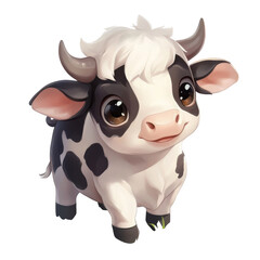 Adorable Baby Cow Cartoon Illustration with Transparent Background