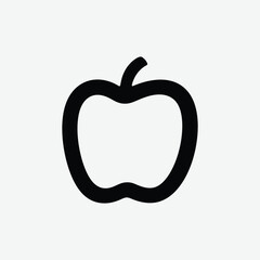 Black Apple Silhouette Vector – Minimalist Fruit Icon for Graphic Design, Logos, and Print