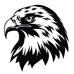 Striking Eagle Head Illustration: Bold Black and White Graphic Design for Versatile Use                                                               