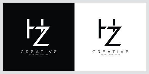 Initial HZ or ZH letter logo design vector