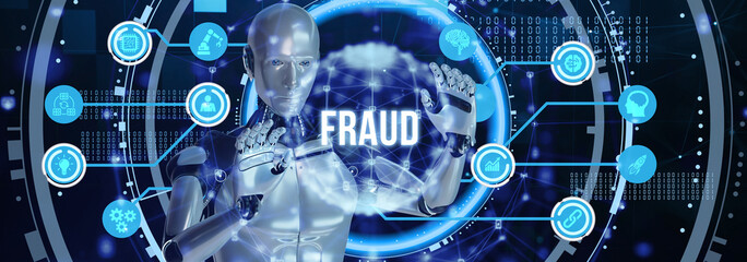 Fraud Alert Caution Defend Guard Notify Protect Concept. 3d illustration