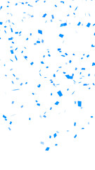 Obraz premium blue and white confetti rain isolated on transparent background ,png celebration and black friday big sale shopping vertical social media design element 